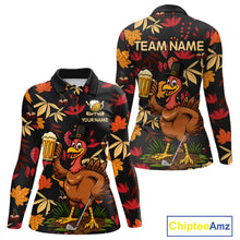 Load image into Gallery viewer, Funny Turkey Golf Beer Thanksgiving golf shirt Custom Funny golf shirt for Women, womens golf clothes NQS10964
