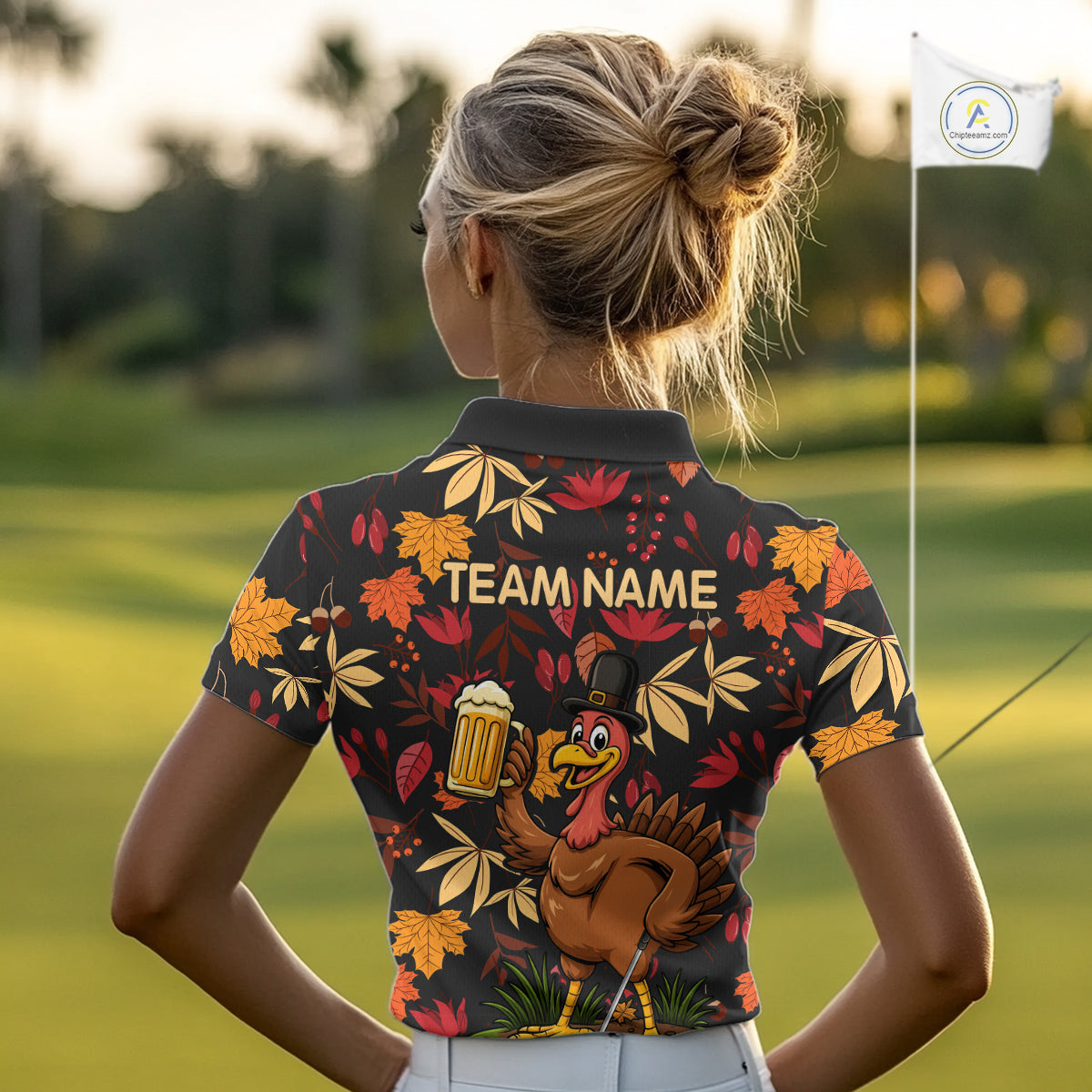 Funny Turkey Golf Beer Thanksgiving golf shirt Custom Funny golf shirt for Women, womens golf clothes NQS10964