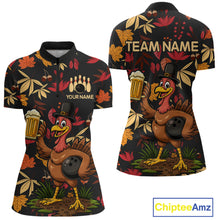 Load image into Gallery viewer, Funny Turkey Bowling Beer Thanksgiving pattern Custom Team bowling outfits for women, bowling gifts NQS10963