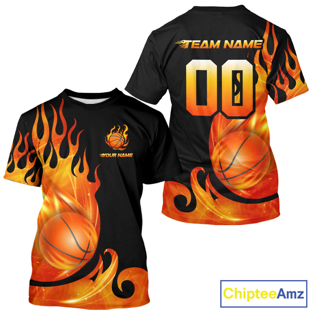 Black and Orange Flame Basketball Team Jerseys, Personalized Name and Number Basketball Uniform NQS11355