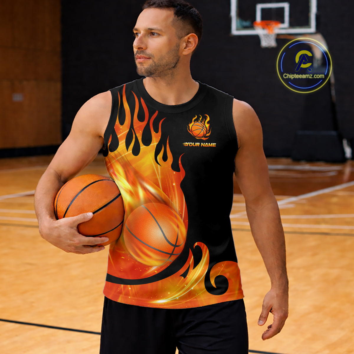 Black and Orange Flame Basketball Team Jerseys, Personalized Name and Number Basketball Uniform NQS11355