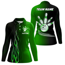Load image into Gallery viewer, Gradient black green bowling league jerseys custom bowling shirt for women, gifts for bowling team NQS7562