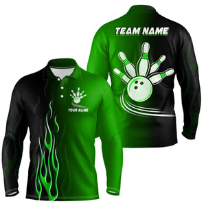 Gradient black green bowling league jerseys custom bowling shirt for men, gifts for bowling team NQS7562