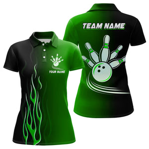 Gradient black green bowling league jerseys custom bowling shirt for women, gifts for bowling team NQS7562