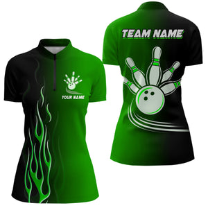 Gradient black green bowling league jerseys custom bowling shirt for women, gifts for bowling team NQS7562