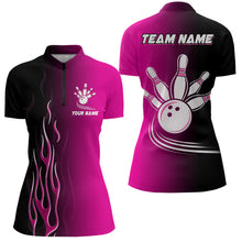 Load image into Gallery viewer, Gradient pink &amp; black bowling league jerseys custom bowling shirt for women, gifts for bowling team NQS7563