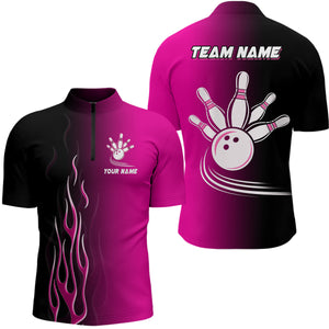 Gradient pink & black bowling league jerseys custom bowling shirt for men, gifts for bowling team NQS7563