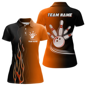 Gradient orange black bowling league jerseys custom bowling shirt for women, gifts for bowling team NQS7564