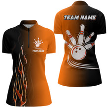 Load image into Gallery viewer, Gradient orange black bowling league jerseys custom bowling shirt for women, gifts for bowling team NQS7564