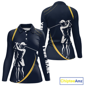 Personalized Golf polo shirts for Women Custom ladies golf outfits, unique golf gifts | Navy NQS10202