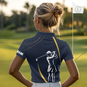 Personalized Golf polo shirts for Women Custom ladies golf outfits, unique golf gifts | Navy NQS10202