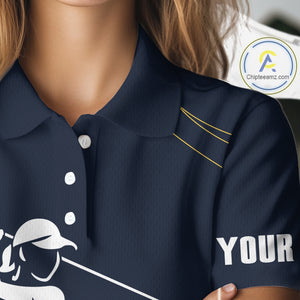 Personalized Golf polo shirts for Women Custom ladies golf outfits, unique golf gifts | Navy NQS10202
