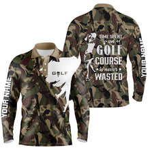 Load image into Gallery viewer, Mens golf polo shirt custom camo golf shirt time spent on golf course is never wasted men golf apparel NQS6042