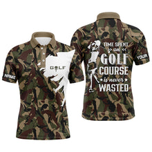 Load image into Gallery viewer, Mens golf polo shirt custom camo golf shirt time spent on golf course is never wasted men golf apparel NQS6042