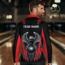 Load image into Gallery viewer, Black and Red Eagle Bowling Shirts For Men Custom Eagle Bowling Team Jerseys Bowling Uniform NQS11151