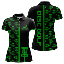 Load image into Gallery viewer, Womens golf polos shirts Black and Green gradient disc golf basket custom disc golf jerseys NQS7962