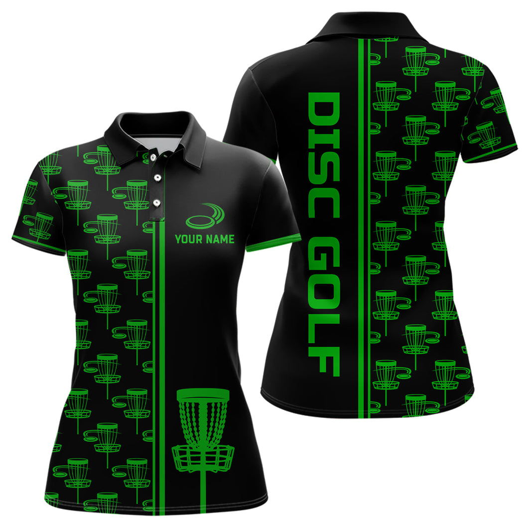 Womens golf polos shirts Black and Green gradient disc golf basket custom disc golf jerseys NQS7962