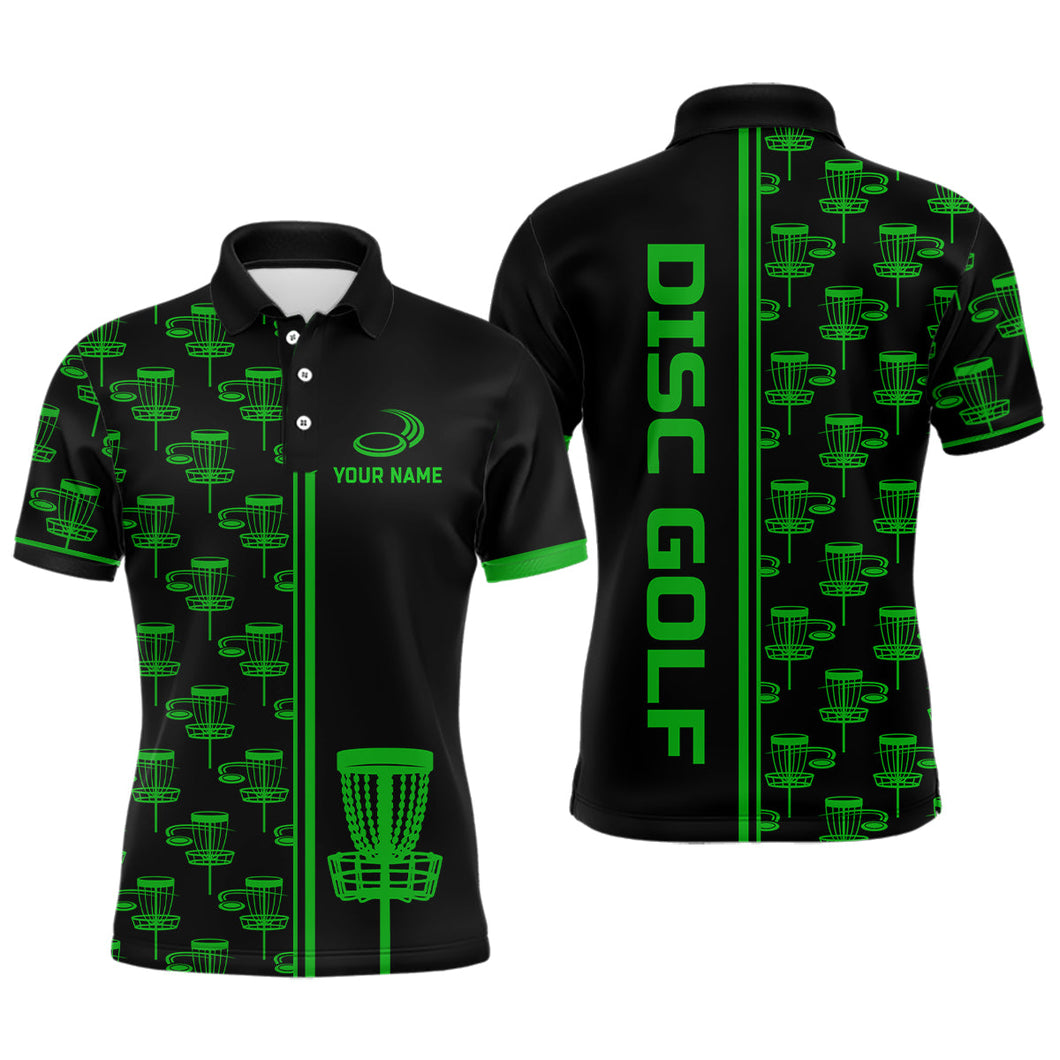 Mens golf polo shirts Black and Green gradient disc golf basket custom disc golf jerseys NQS7962