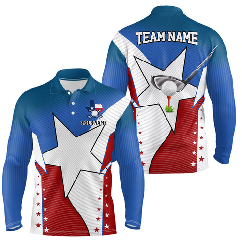 Texas flag retro Mens golf polo shirts custom golf apparel for team men, gifts for golf lovers NQS7400
