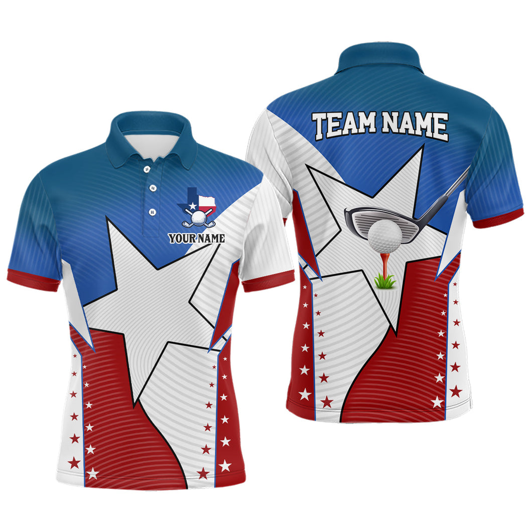 Texas flag retro Mens golf polo shirts custom golf apparel for team men, gifts for golf lovers NQS7400