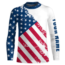 Load image into Gallery viewer, American flag patriotic fishing custom sun protection performance long sleeve fishing shirts NQS6057