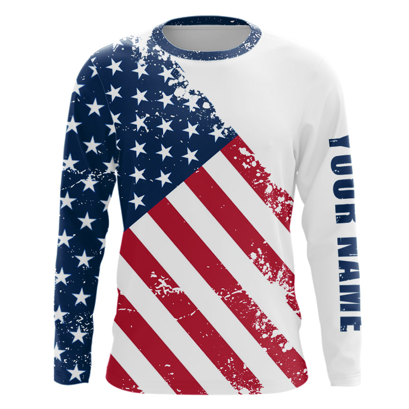 American flag patriotic fishing custom sun protection performance long sleeve fishing shirts NQS6057