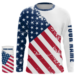 American flag patriotic fishing custom sun protection performance long sleeve fishing shirts NQS6057