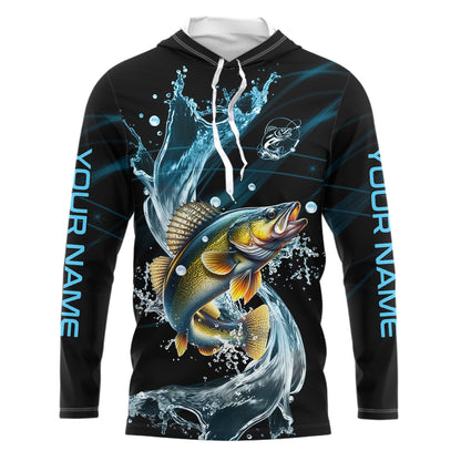 Walleye fishing blue water Custom performance long sleeve fishing shirts, Walleye fishing jerseys NQS9093