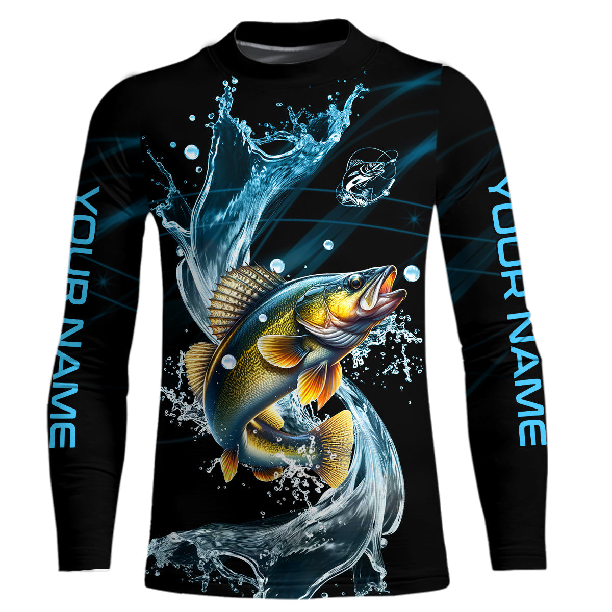 Walleye fishing blue water Custom performance long sleeve fishing shirts, Walleye fishing jerseys NQS9093