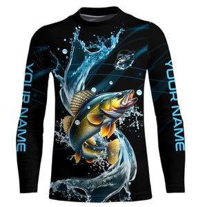 Walleye fishing blue water Custom performance long sleeve fishing shirts, Walleye fishing jerseys NQS9093
