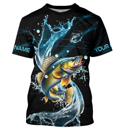 Walleye fishing blue water Custom performance long sleeve fishing shirts, Walleye fishing jerseys NQS9093