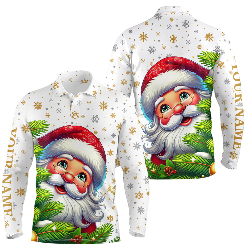 Funny Christmas tree Mens golf polo shirts custom Santa golf Christmas pattern golf attire for men NQS6777