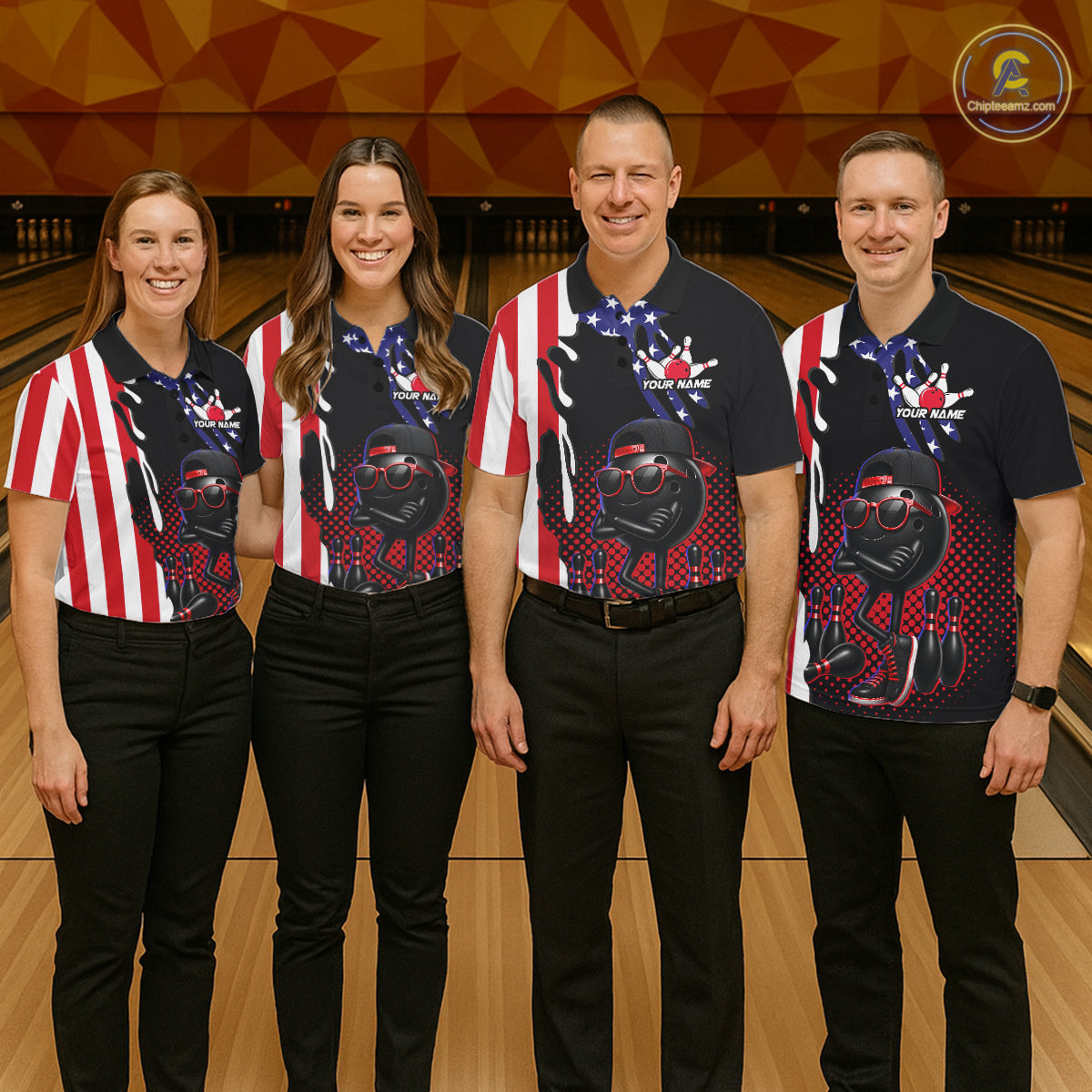 Personalized American flag bowling jersey funny bowling shirts, patriotic bowling outfits for men NQS11383