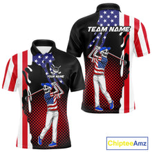 Load image into Gallery viewer, Personalized US flag golf shirts skull funny mens golf shirts custom patriotic golf outfit men NQS11384