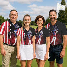 Load image into Gallery viewer, Personalized US flag golf shirts skull funny mens golf shirts custom patriotic golf outfit men NQS11384