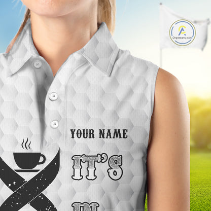 Black and White Women Sleeveless Polo Shirt custom It's in my DNA coffee golf wine ladies golf outfit NQS10390