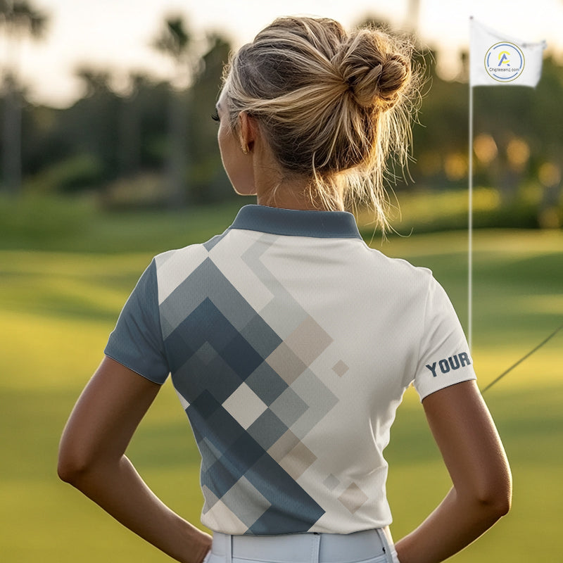 Vintage Pastel Argyle Pattern Golf Polo Shirt For Women Custom retro ladies golf outfit NQS10232