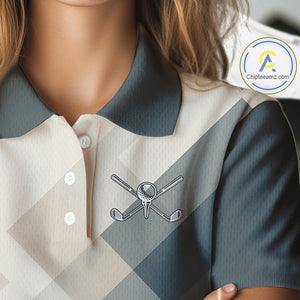 Vintage Pastel Argyle Pattern Golf Polo Shirt For Women Custom retro ladies golf outfit NQS10232