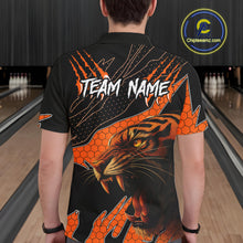 Load image into Gallery viewer, Personalized Tiger Bowling Team Men Polo, Quarter Zip Shirts, Black And Orange Tiger Bowling Jerseys NQS10398