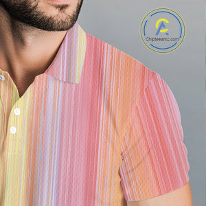 Colorful rainbow stripe pattern Mens golf polo shirt custom best golf apparel for men NQS10406