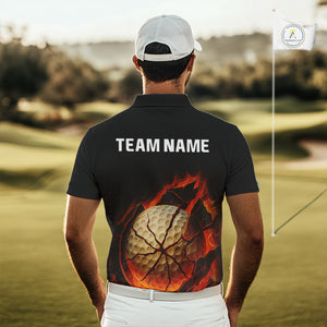 Flame Broken Golf Ball Custom Men golf polo shirt, personalized cool golf outfit for men NQS10101