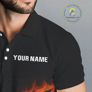 Flame Broken Golf Ball Custom Men golf polo shirt, personalized cool golf outfit for men NQS10101