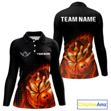 Load image into Gallery viewer, Flame Broken Bowling Ball and pins Bowling Shirt For Women Custom Flame Team Bowling Jerseys NQS10102