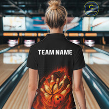 Load image into Gallery viewer, Flame Broken Bowling Ball and pins Bowling Shirt For Women Custom Flame Team Bowling Jerseys NQS10102