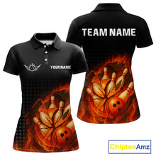Load image into Gallery viewer, Flame Broken Bowling Ball and pins Bowling Shirt For Women Custom Flame Team Bowling Jerseys NQS10102