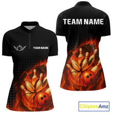 Load image into Gallery viewer, Flame Broken Bowling Ball and pins Bowling Shirt For Women Custom Flame Team Bowling Jerseys NQS10102