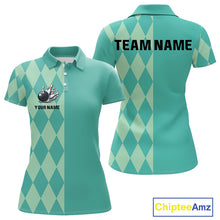 Load image into Gallery viewer, Turquoise argyle pattern Bowling Polo, Quarter Zip Shirt For Women Custom Team Bowling Jerseys NQS10107