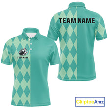 Load image into Gallery viewer, Turquoise argyle pattern Bowling Polo, Quarter Zip Shirt For Men Custom Team Bowling Jerseys NQS10107