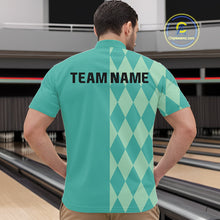 Load image into Gallery viewer, Turquoise argyle pattern Bowling Polo, Quarter Zip Shirt For Men Custom Team Bowling Jerseys NQS10107