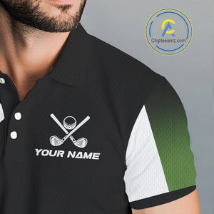 Green and Black Mens Golf Polo Shirts Custom golf clothes for men, gifts for the golfer NQS10249